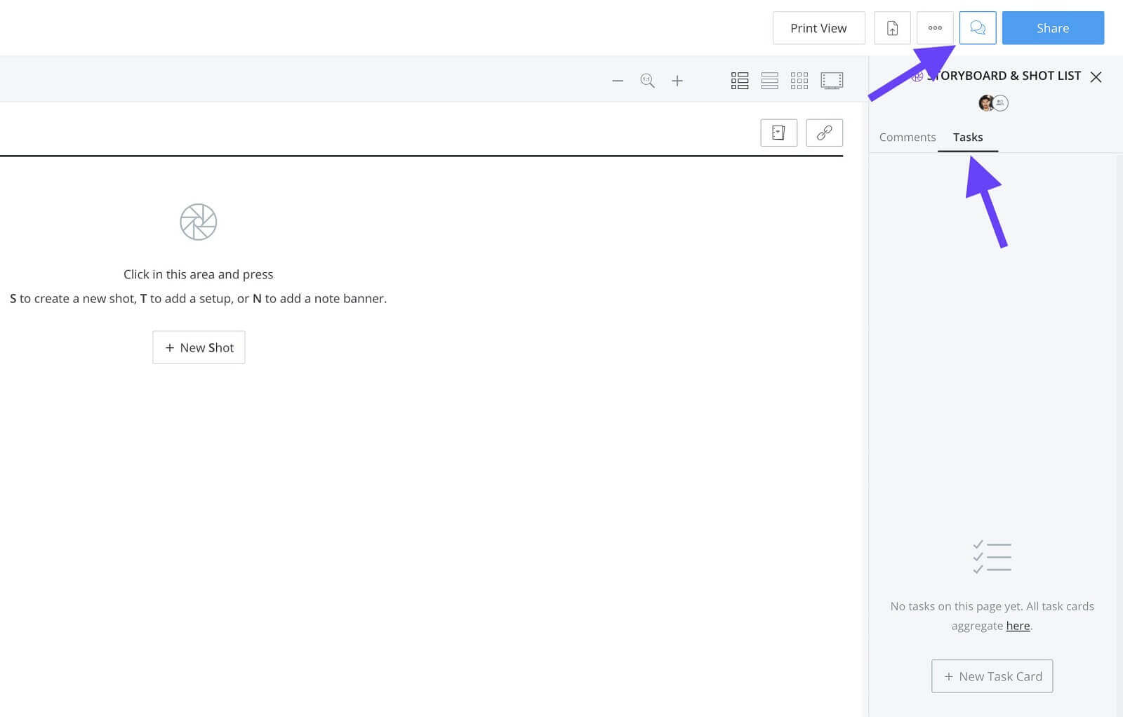 Click comments button - Click tasks
