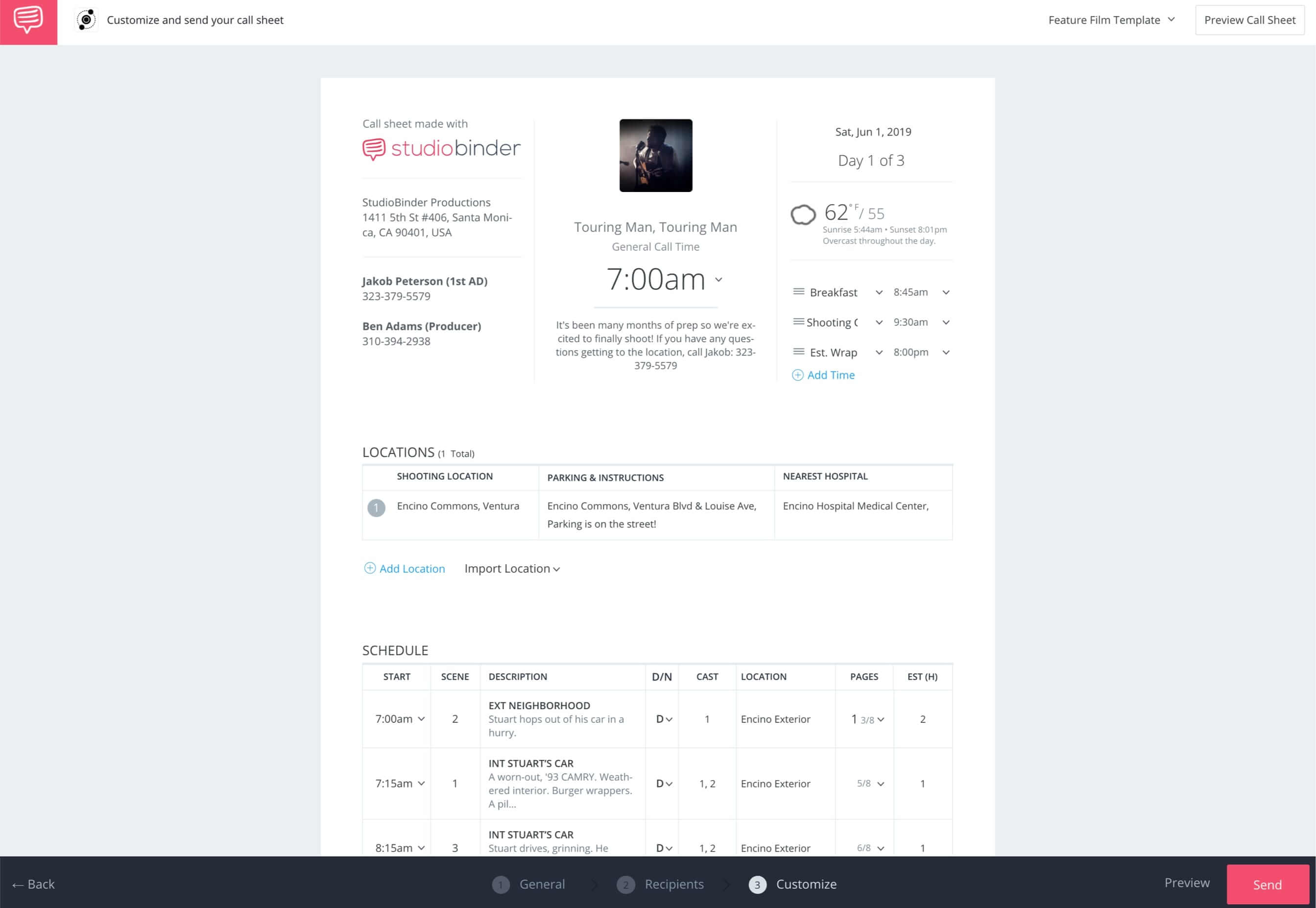 StudioBinder Free Film Call Sheet Software - Sample Call Sheet StudioBinder Free Film Call Sheet Software - Sample Call Sheet