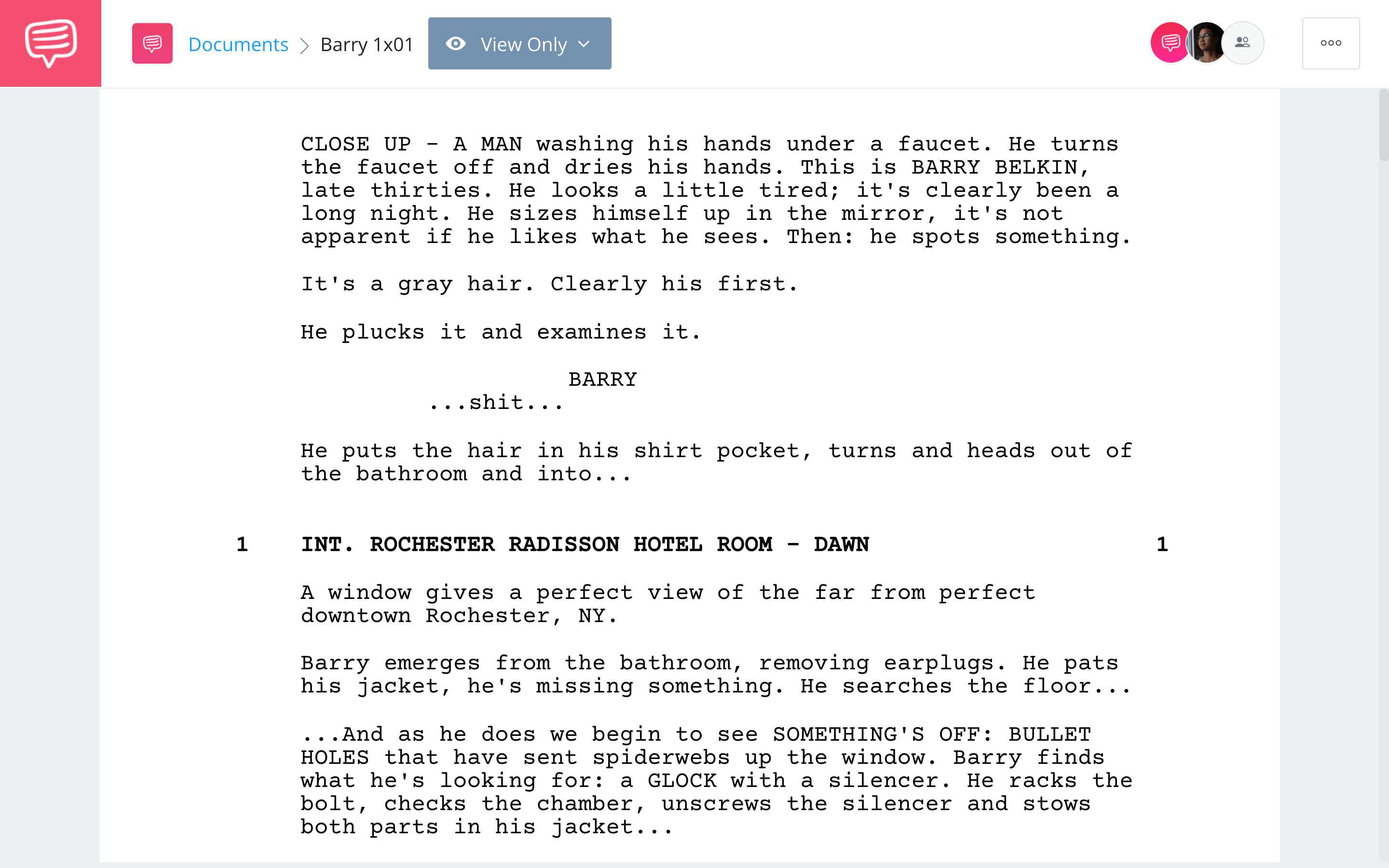 TV Script Format Barry Full Script PDF Download StudioBinder Screenwriting Software