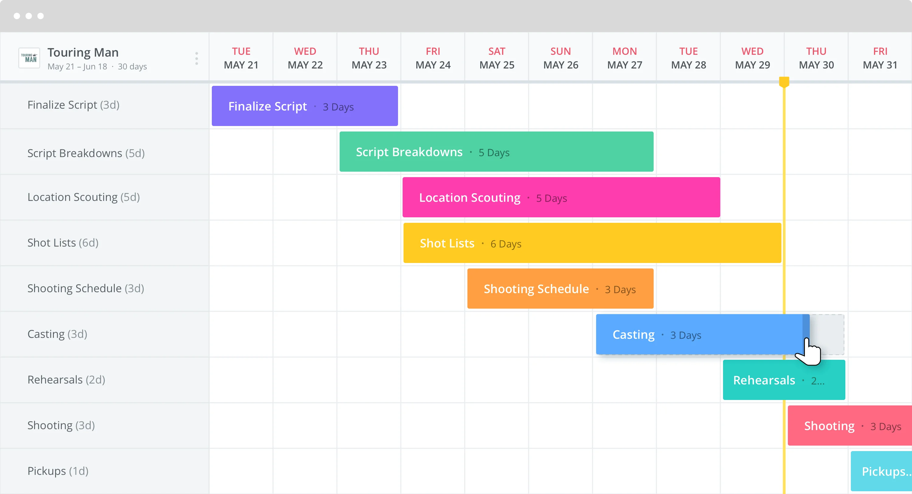 Production Calendar for Photo and Video Productions Production Calendar for TV Film Video and Photography